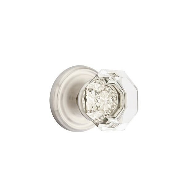 Emtek Old Town Crystal Knob 2-3/8 in Backset Privacy w/Regular Rose for 1-1/4 in to 2 in Door Satin Nickel 8200OTUS15 - main
